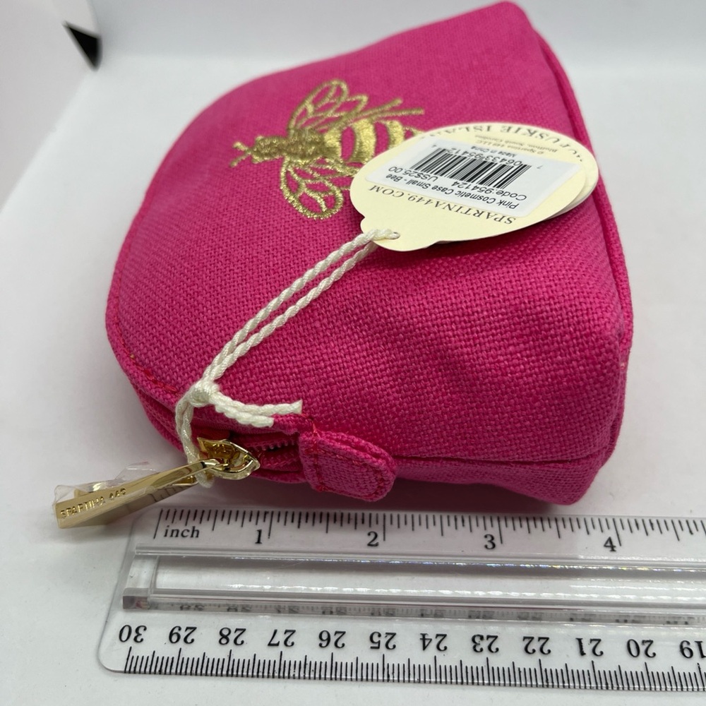 Spartina 449 Pink Gold Bee Embroidered On Cosmetic Case New With Tags - Picture 4 of 5